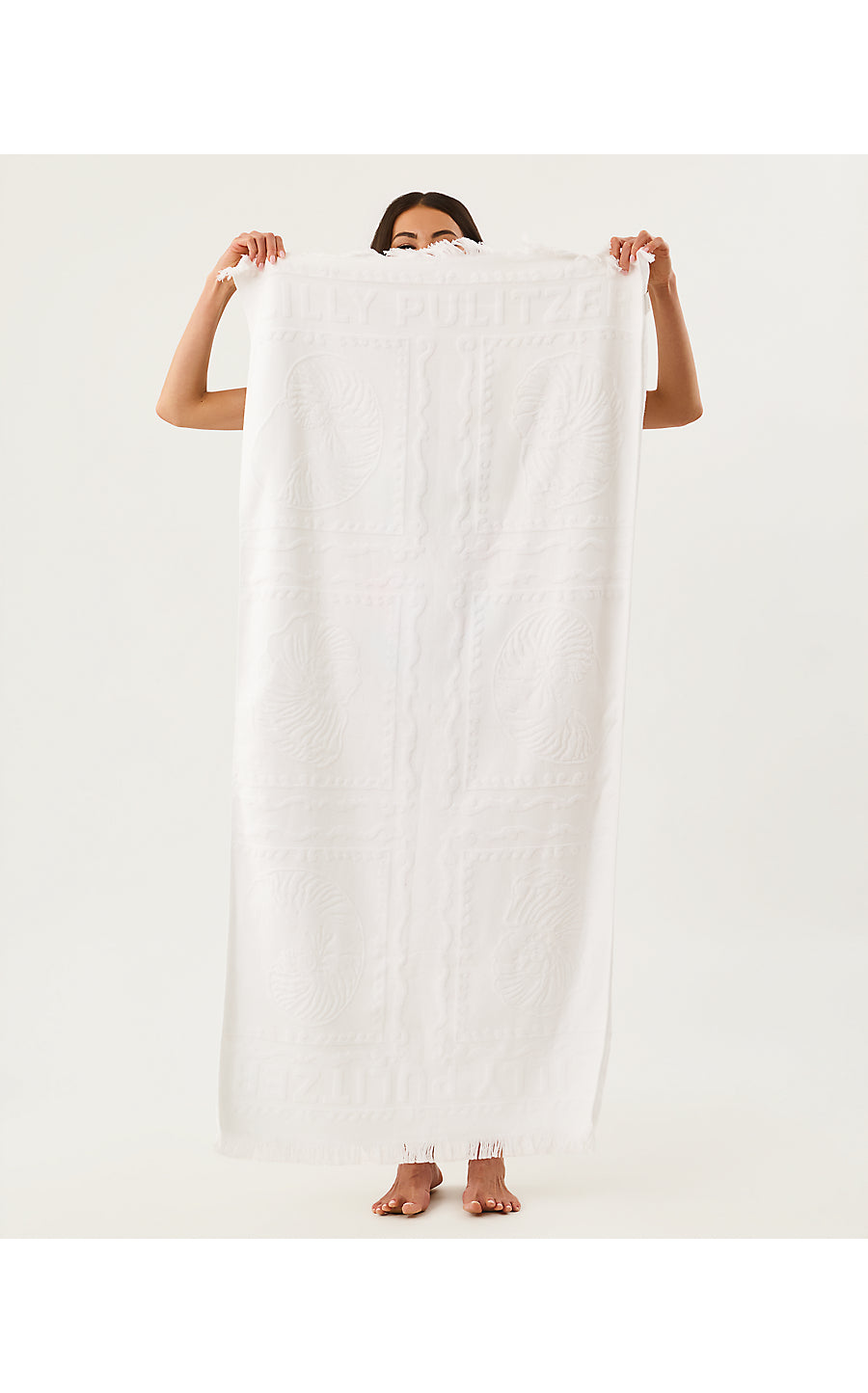 GWP JACQUARD BEACH TOWEL, RESORT WHITE SHELL SHINE ENGINEERED GWP JACQUARD TOWEL