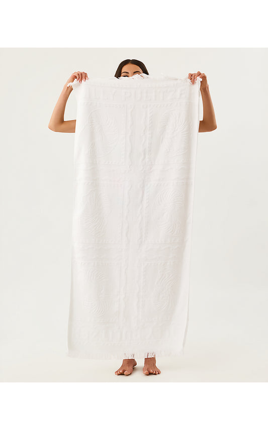 GWP JACQUARD BEACH TOWEL, RESORT WHITE SHELL SHINE ENGINEERED GWP JACQUARD TOWEL