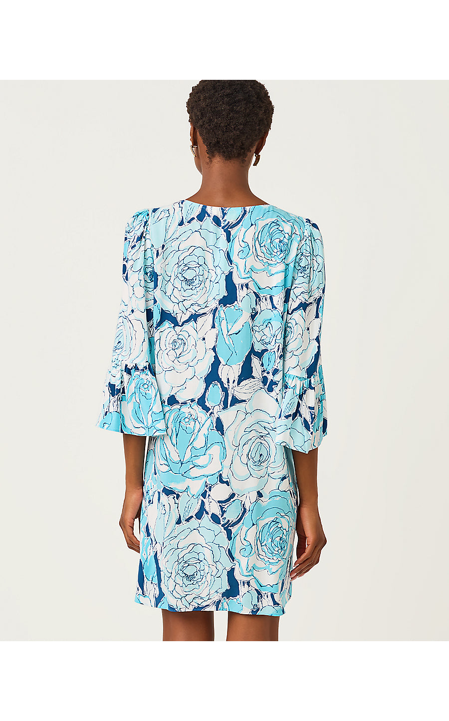 DANIKA 3/4 SLEEVE TUNIC DRESS, CAPRI BLUE ROSANNA