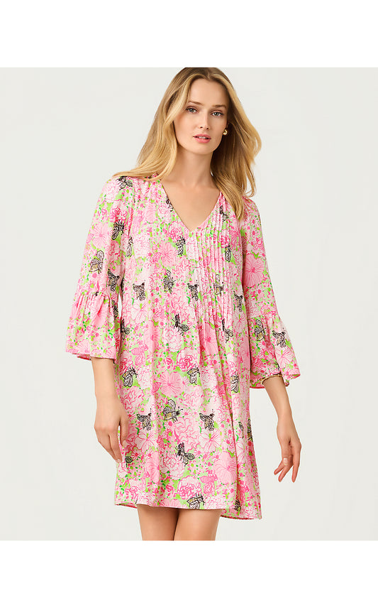 DANIKA 3/4 SLEEVE TUNIC DRESS, PISTACHIO MACARON BEES KNEES