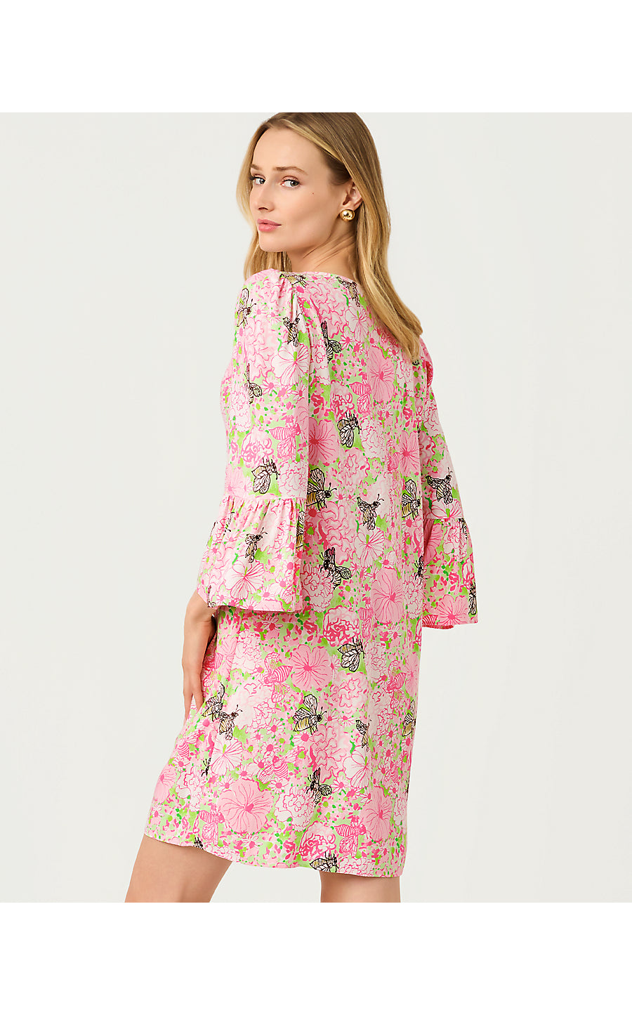 DANIKA 3/4 SLEEVE TUNIC DRESS, PISTACHIO MACARON BEES KNEES