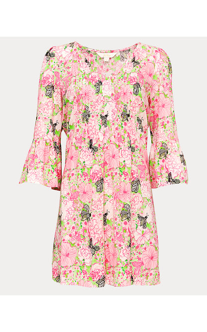 DANIKA 3/4 SLEEVE TUNIC DRESS, PISTACHIO MACARON BEES KNEES