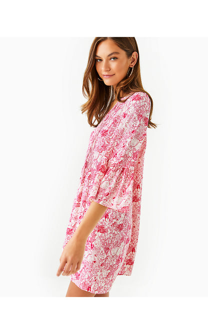 DANIKA 3/4 SLEEVE TUNIC DRESS, RASPBERRY ROUGE ANIMAL MAGNETISM