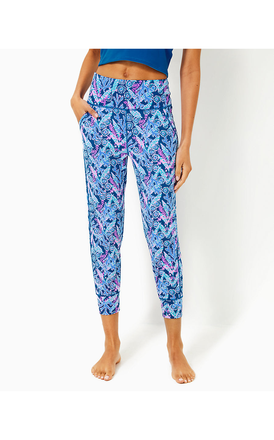 ISLAND HIGH RISE CROP JOGGERS, BARTON BLUE STAR GAZING