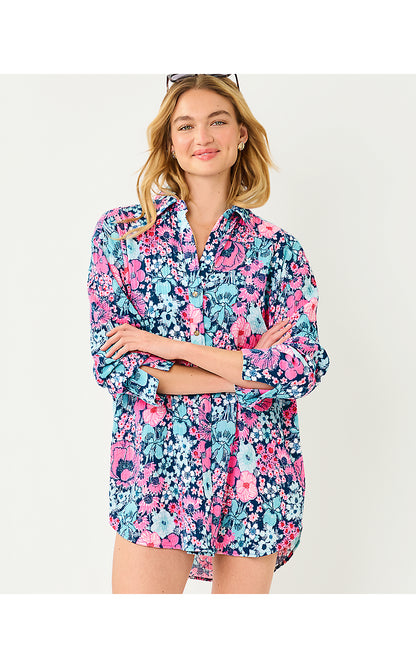 KWITNEY LONG-SLEEVE COVER-UP, STARLIGHT NAVY IN ALL HER GLORY