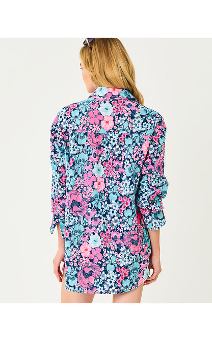 KWITNEY LONG-SLEEVE COVER-UP, STARLIGHT NAVY IN ALL HER GLORY