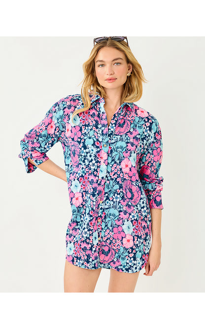 KWITNEY LONG-SLEEVE COVER-UP, STARLIGHT NAVY IN ALL HER GLORY