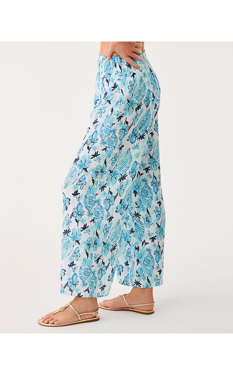 ENZO PANT COVERUP, RESORT WHITE SEASHELL SPLENDOR