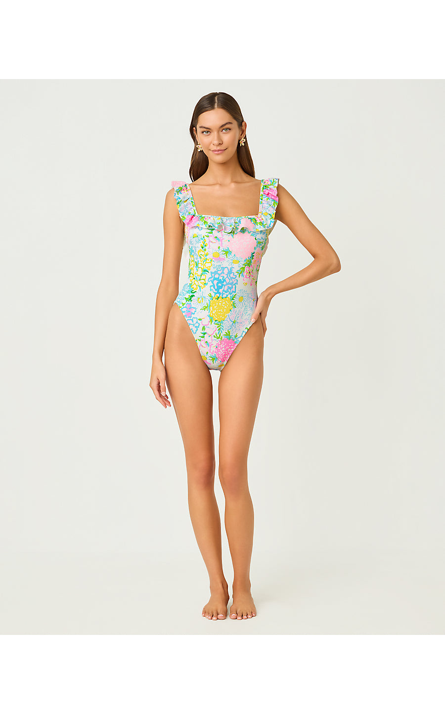 AEMMA RUFFLE ONE PIECE, MULTI LILLY GARDEN