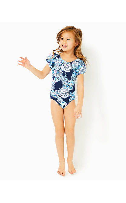 WATERFALL ONE-PIECE SWIMSUIT, LOW TIDE NAVY BOUQUET ALL DAY SWIM