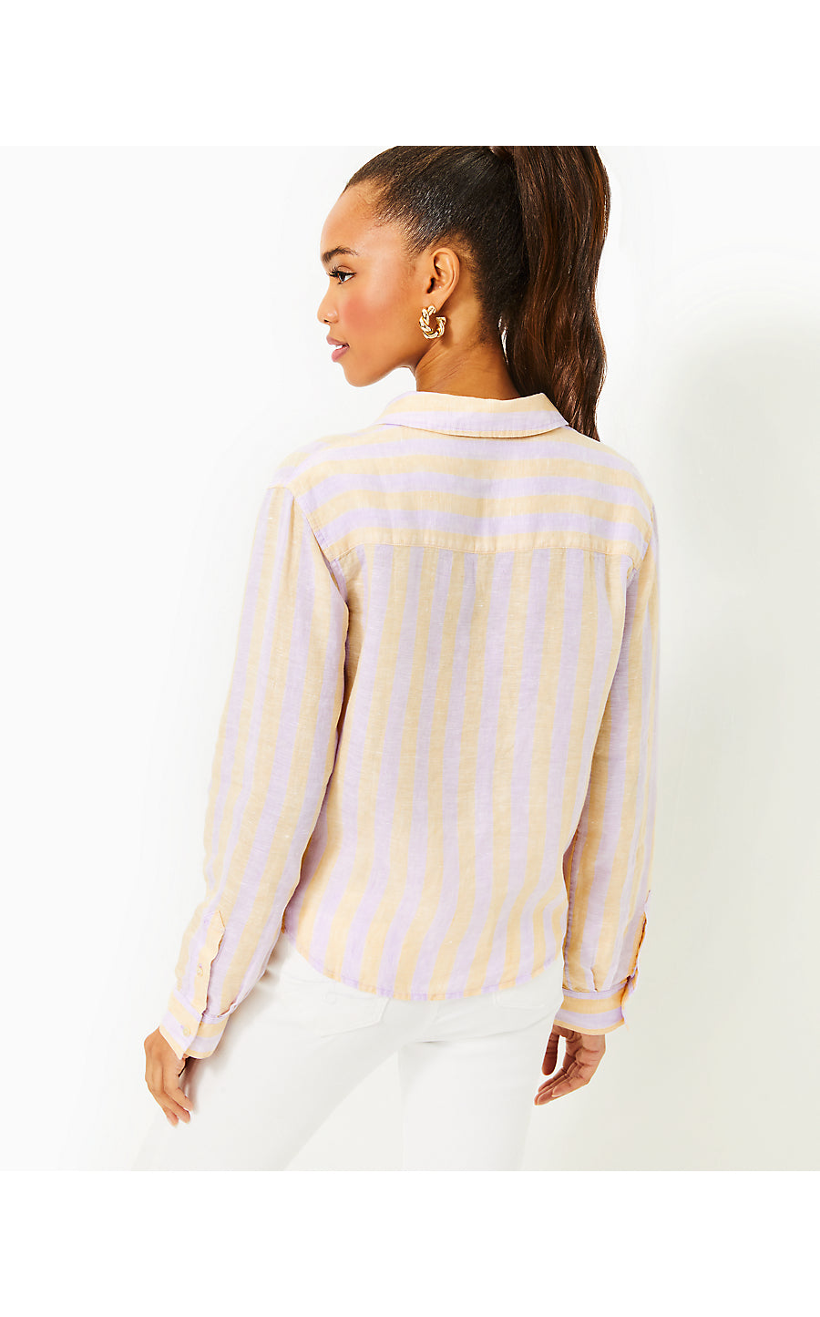 CORALYNN BUTTON DOWN, LILAC OPAL ISLAND SECRETS STRIPE