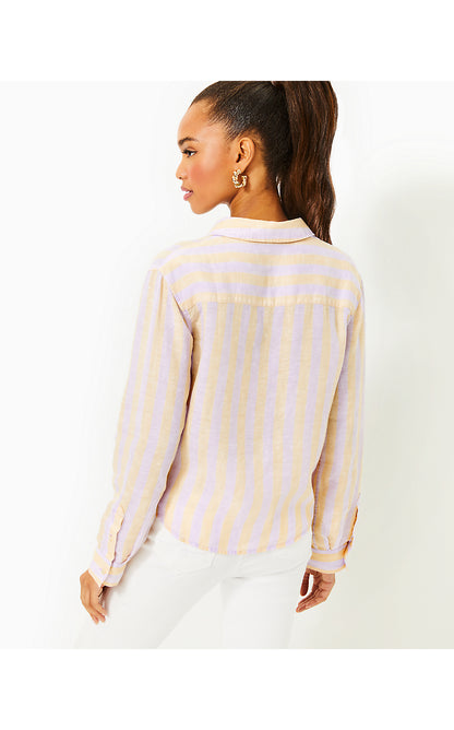 CORALYNN BUTTON DOWN, LILAC OPAL ISLAND SECRETS STRIPE