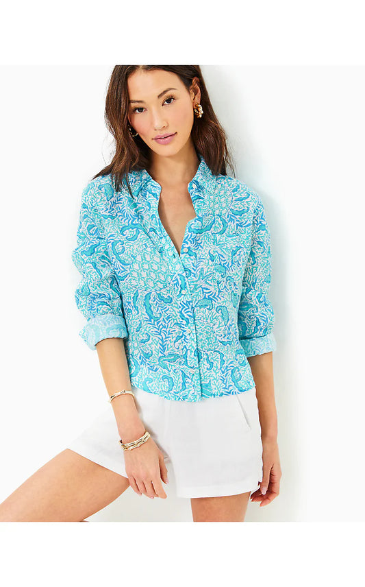 CORALYNN BUTTON DOWN, RESORT WHITE GOOMBAY GROOVES