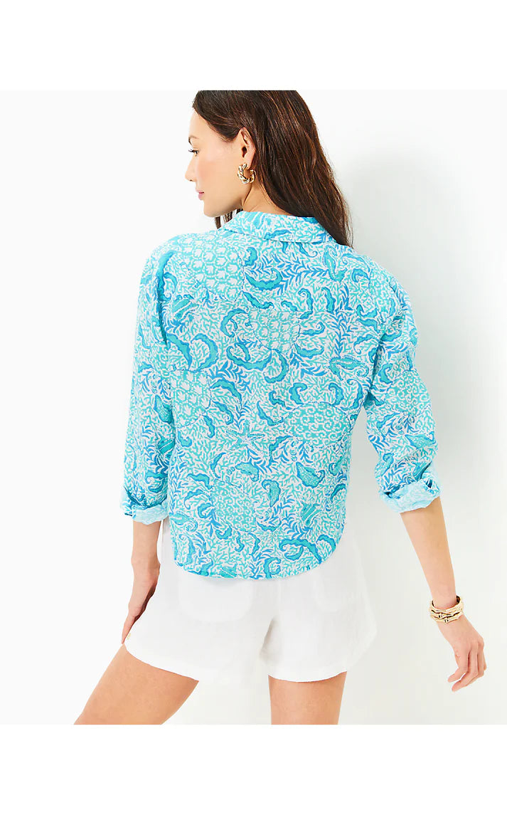 CORALYNN BUTTON DOWN, RESORT WHITE GOOMBAY GROOVES
