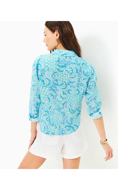 CORALYNN BUTTON DOWN, RESORT WHITE GOOMBAY GROOVES