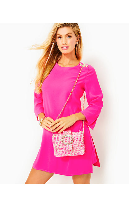 EMMELINE CROSSBODY, PINK PALMS FANTASY TWEED