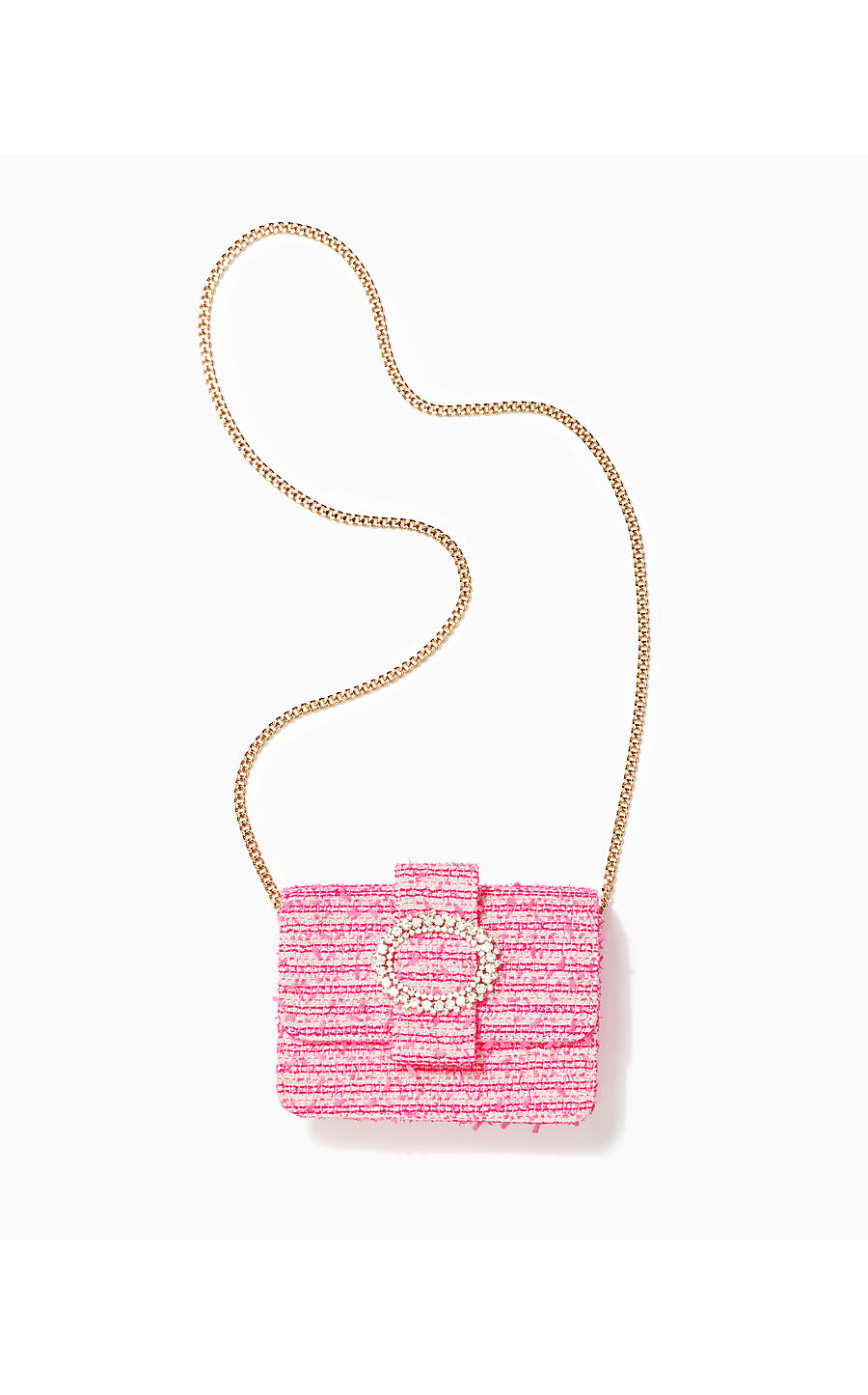 EMMELINE CROSSBODY, PINK PALMS FANTASY TWEED