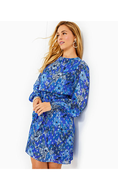 ALFREDA LONG SLEEVE DRESS, ALBA BLUE CRUISIN TOGETHER