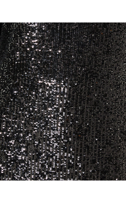 NICOLINE LONG-SLEEVE ROMPER, NOIR TREASURE BOX SEQUIN KNIT