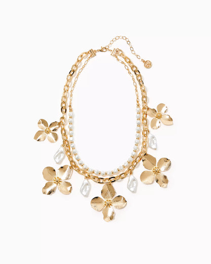 VIA FLORA NECKLACE, GOLD METALLIC