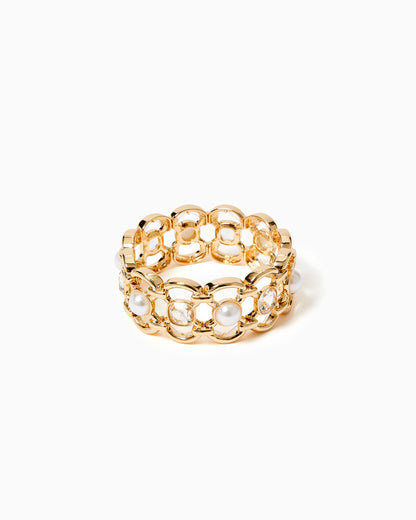 PINK PALMS CUFF BRACELET, GOLD METALLIC