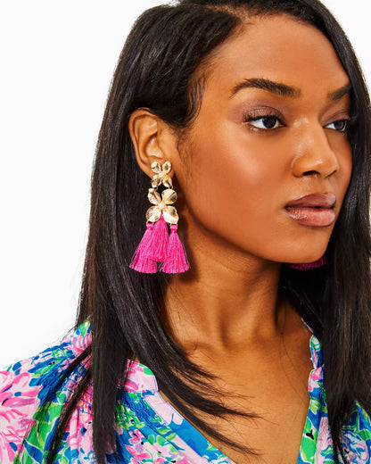 VIA FLORA TASSEL EARRINGS, ROXIE PINK