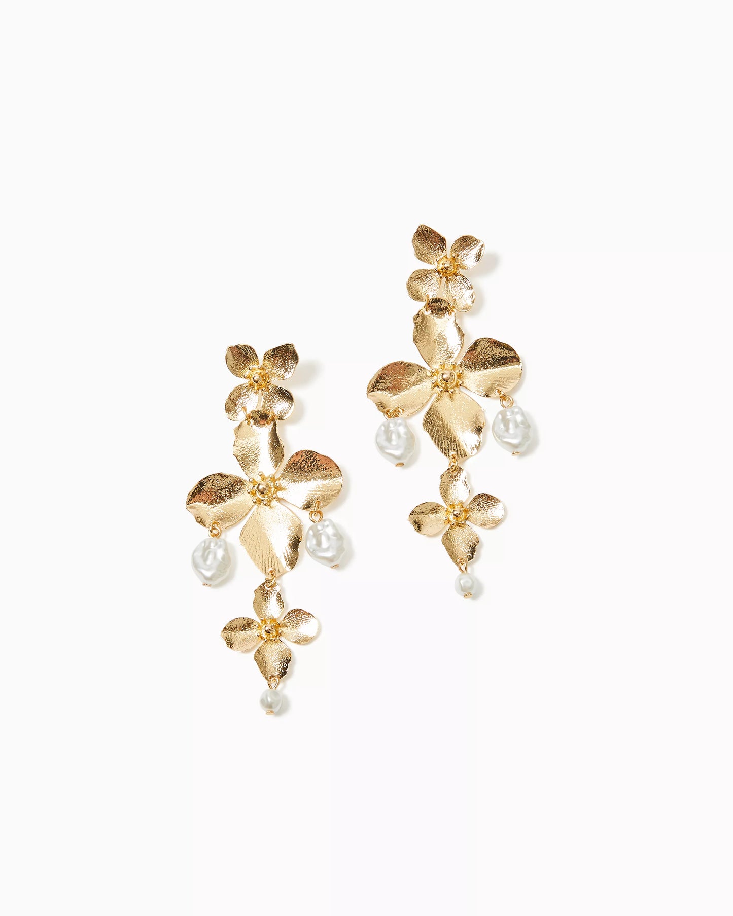 VIA FLORA EARRINGS, GOLD METALLIC