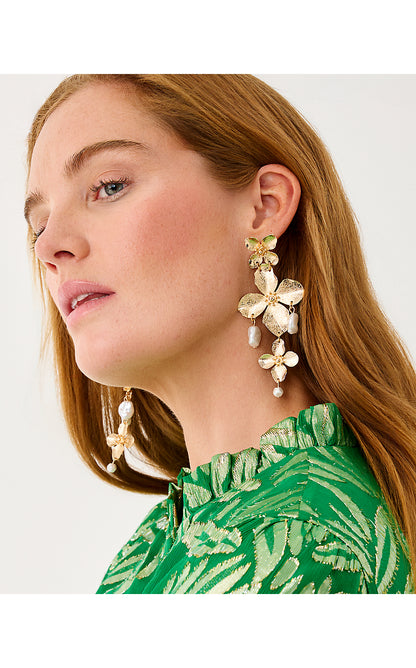 VIA FLORA EARRINGS, GOLD METALLIC
