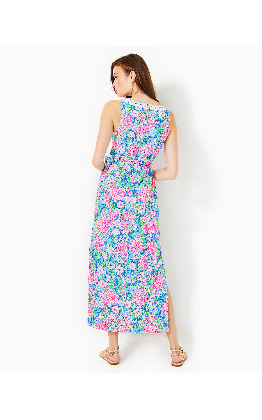 GULIANNA STRETCH COTTON MAXI SHIFT DRESS, MULTI SPRING IN YOUR STEP