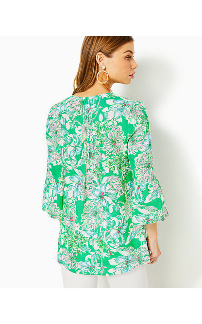 HOLLIE LINEN TUNIC, SPEARMINT BLOSSOM VIEWS