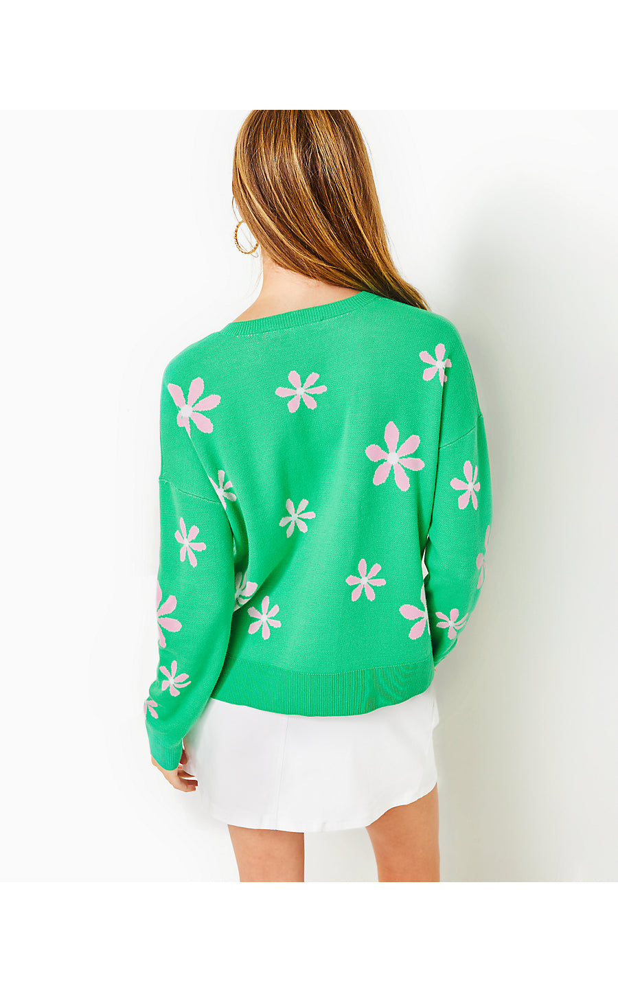 TENSLEY SWEATER, SPEARMINT BLOSSOM JACQUARD