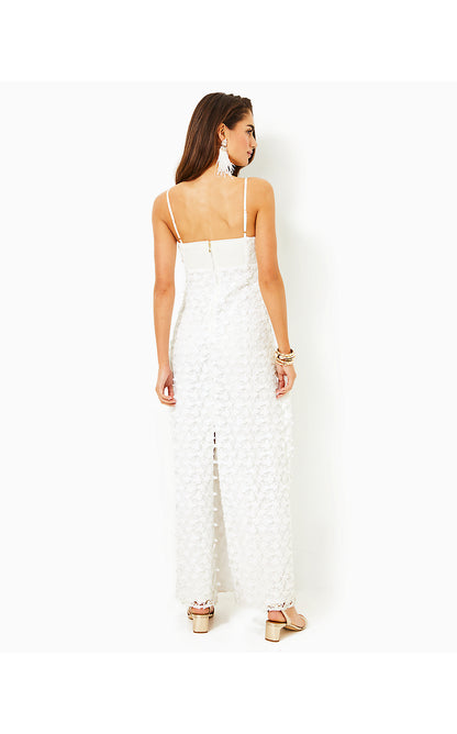 GILLIAN LACE MAXI SLIP DRESS, RESORT WHITE BUTTERFLY GARDEN 3D LACE