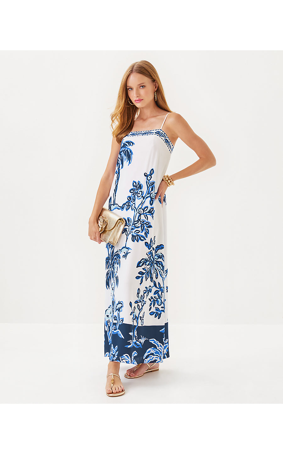 JESSLYN SILK MAXI SLIP DRESS, RESORT WHITE OVERSIZED TALL TALES ENGINEERED WOVEN MAXI DRESS