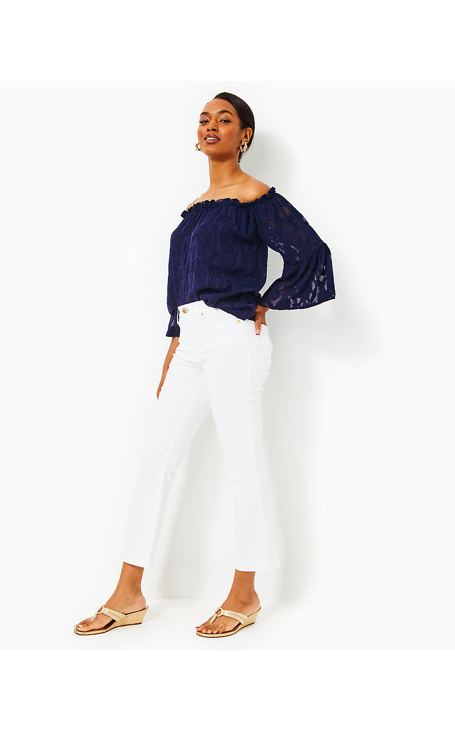 ANNET HIGH RISE CROP FLARE JEANS, RESORT WHITE