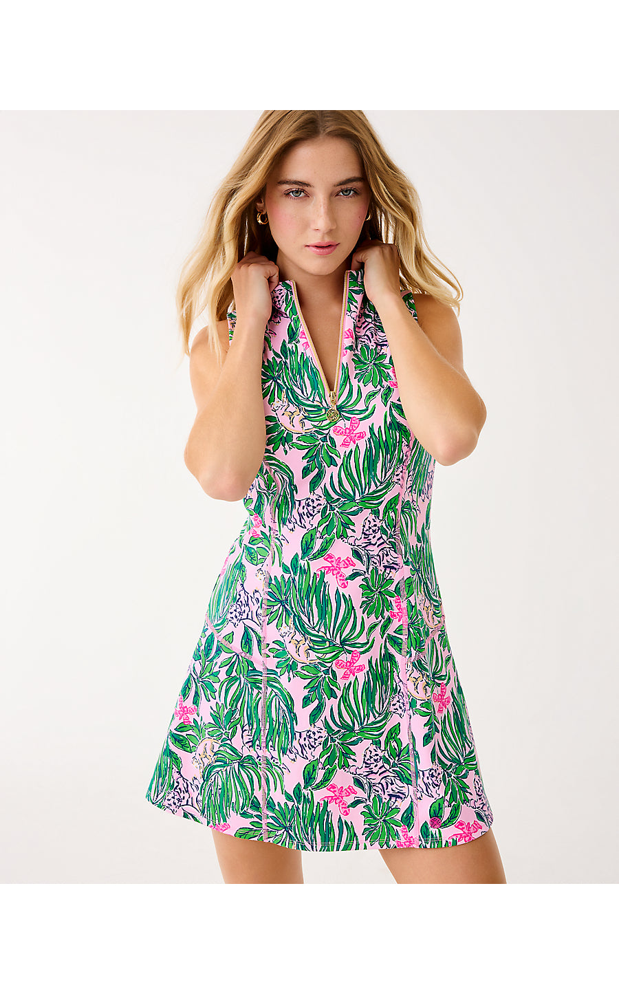 RACQUET ACTIVE DRESS, CONCH SHELL PINK ROARING WITH JOY