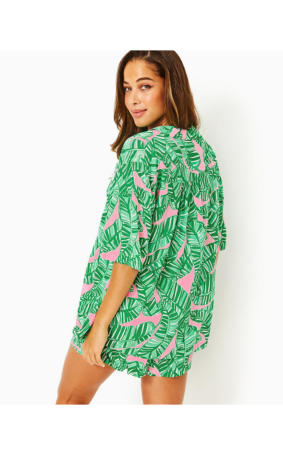 FRANKI SHIRT COVERUP, CONCH SHELL PINK LETS GO BANANAS