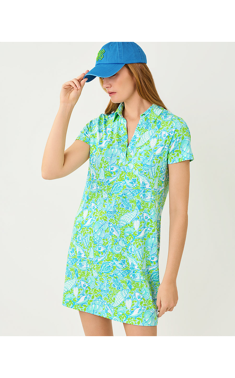 DUNE UPF 50+ SHORT SLEEVE DRESS, DAY DREAM BLUE THROW ME A LINE