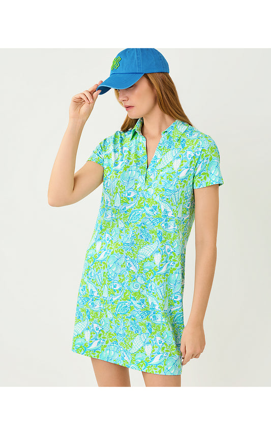 DUNE UPF 50+ SHORT SLEEVE DRESS, DAY DREAM BLUE THROW ME A LINE