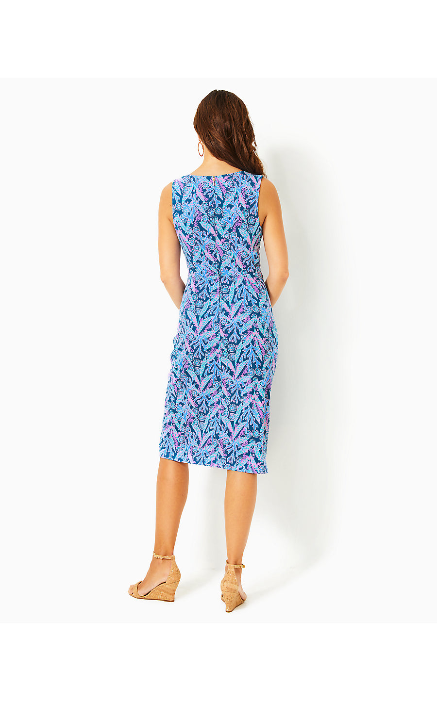 ODELLA V-NECK MIDI DRESS, BARTON BLUE STAR GAZING