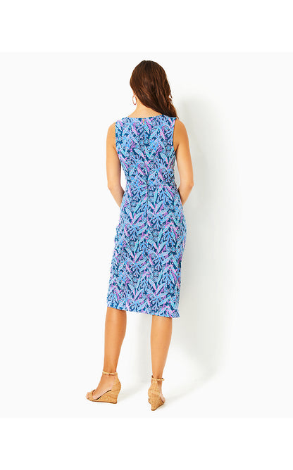 ODELLA V-NECK MIDI DRESS, BARTON BLUE STAR GAZING