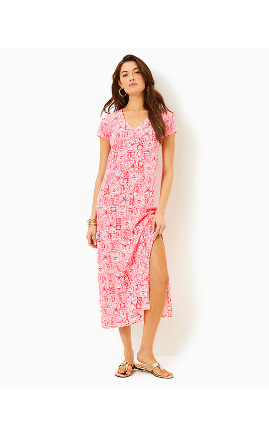 ETTA SHORT SLEEVE MAXI DRESS, MIZNER RED SEASIDE HARBOUR