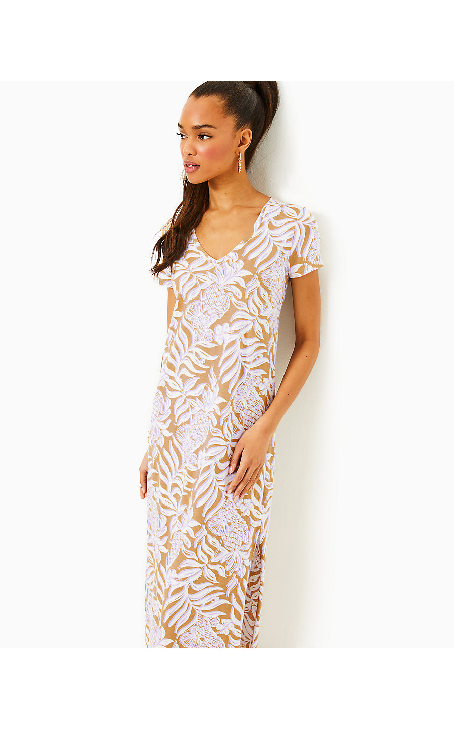 ETTA SHORT SLEEVE MAXI DRESS, RATTAN BON VIVANTS