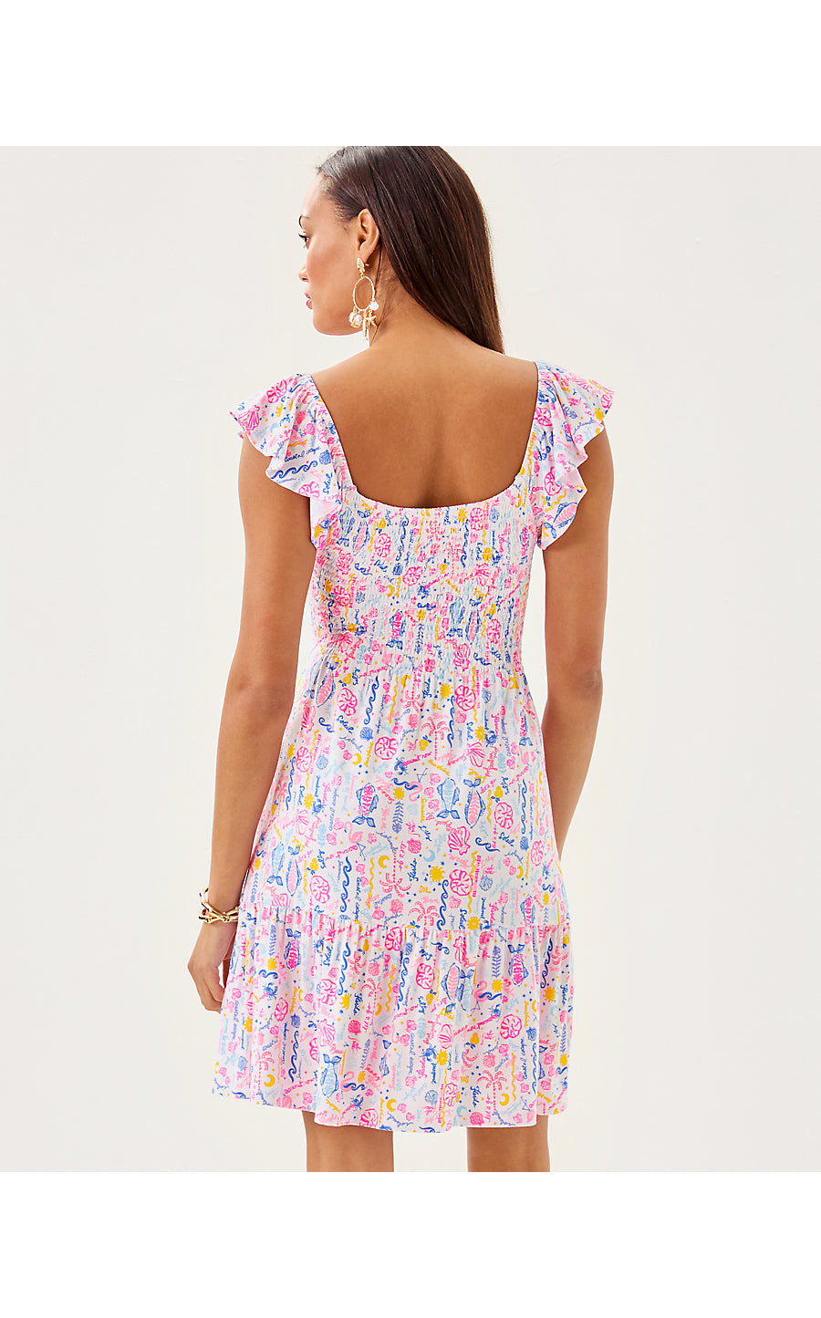 JILLY SMOCKED DRESS, MULTI SUMMER SERENADE