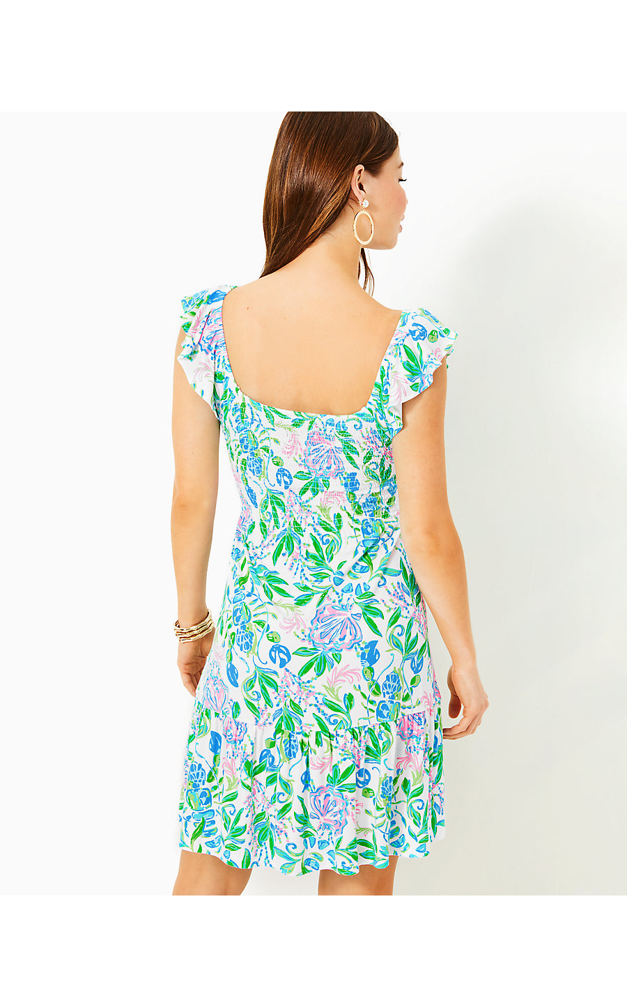 JILLY SMOCKED DRESS, RESORT WHITE JUST A PINCH