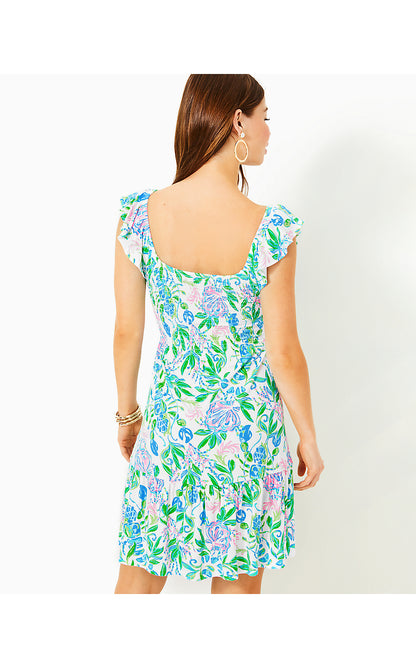 JILLY SMOCKED DRESS, RESORT WHITE JUST A PINCH