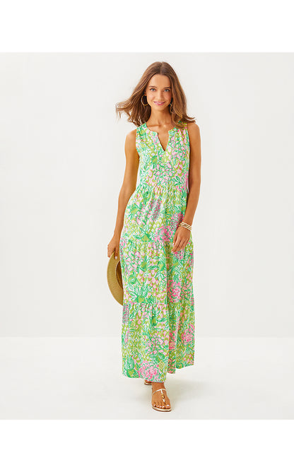 SYDNEE MAXI DRESS, FAUNA GREEN LIME FEELING GOOD