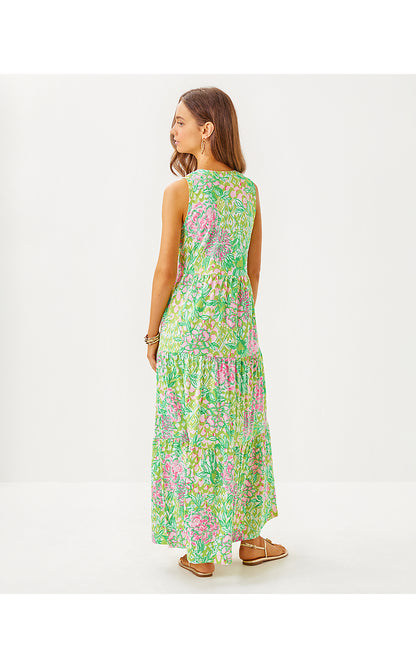 SYDNEE MAXI DRESS, FAUNA GREEN LIME FEELING GOOD