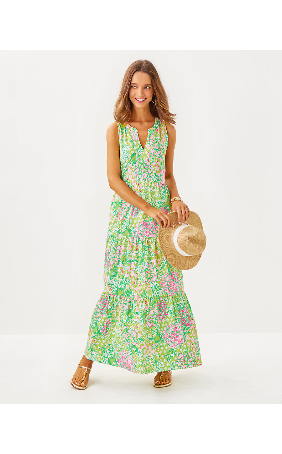 SYDNEE MAXI DRESS, FAUNA GREEN LIME FEELING GOOD