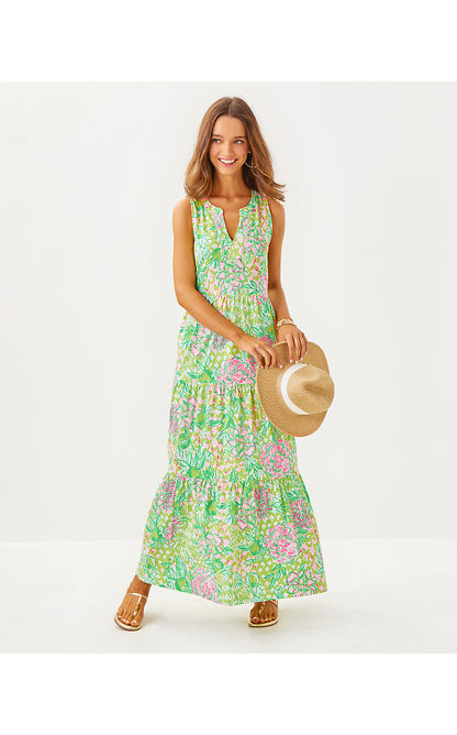 SYDNEE MAXI DRESS, FAUNA GREEN LIME FEELING GOOD