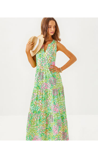 SYDNEE MAXI DRESS, FAUNA GREEN LIME FEELING GOOD